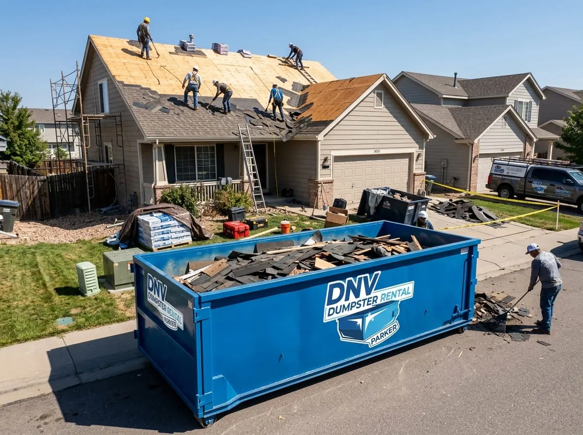 Roof Tear-Off Dumpster Sizing in Parker: Squares, Layers and Weight