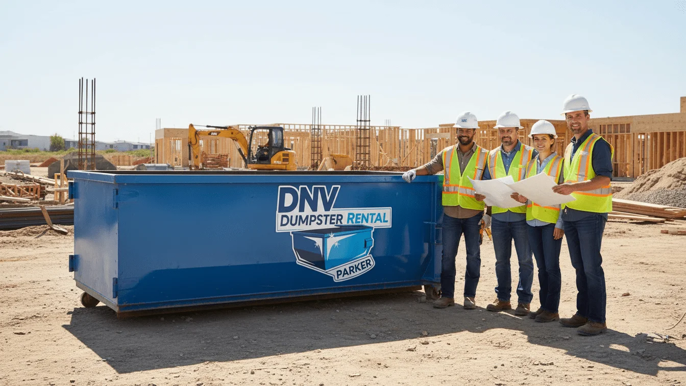 DNV Dumpster Rental Parker Dumpster On a Construction Site In Parker